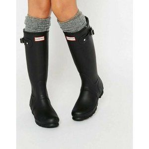 Hunter Original Tall Matte Rain BOOTS 971 Black 11 US / 43 EU Buckle SH2